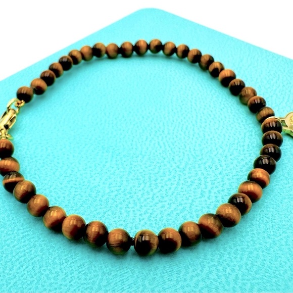 RARE Return to Tiffany & Co 18K Yellow Gold Tigers Eye Bracelet 7” Packaging - Picture 5 of 15